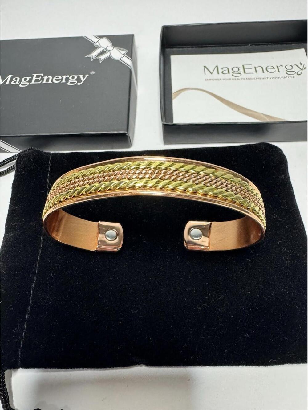 MagEnergy Copper Bracelet Adjustable Healing Magnetic Rose Gold Jewelry New